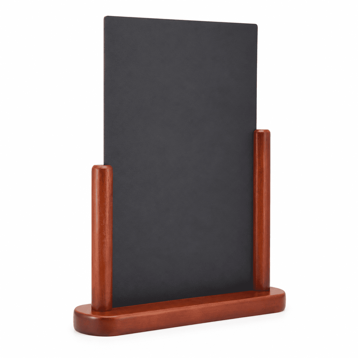 Securit® Tischkreidetafel, Holzsockel Mahagoni