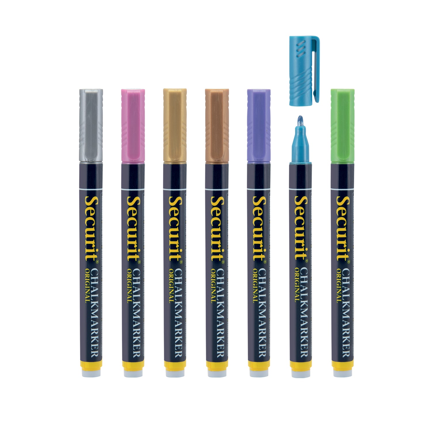 Securit® Kreidemarker, 1-2mm, 7er-Set, Metallisch