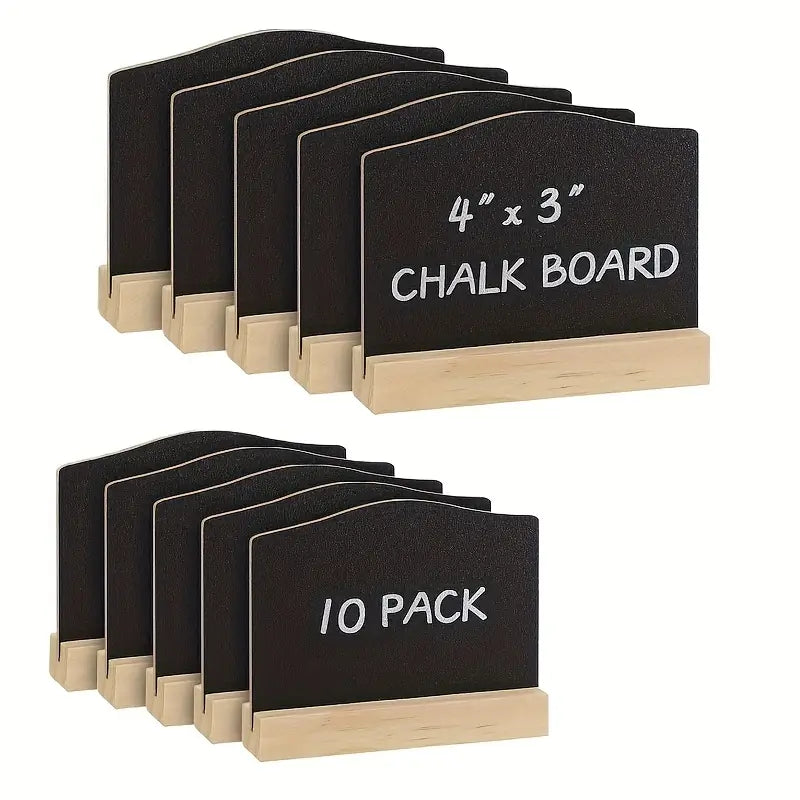 Tischkreidetafel "Mini" mit Holzsockel, 10er-Set, 10x8cm