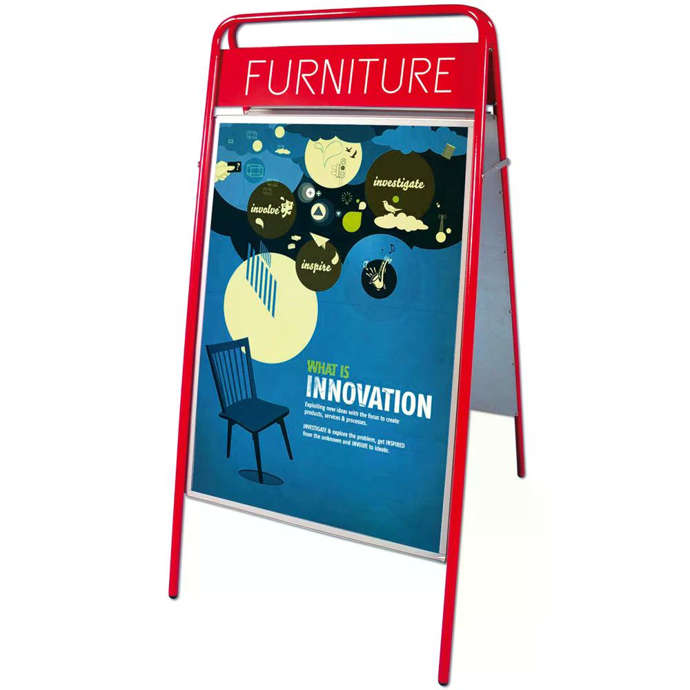 Kundenstopper Stahlrohr Classic mit Logoschild, Outdoor