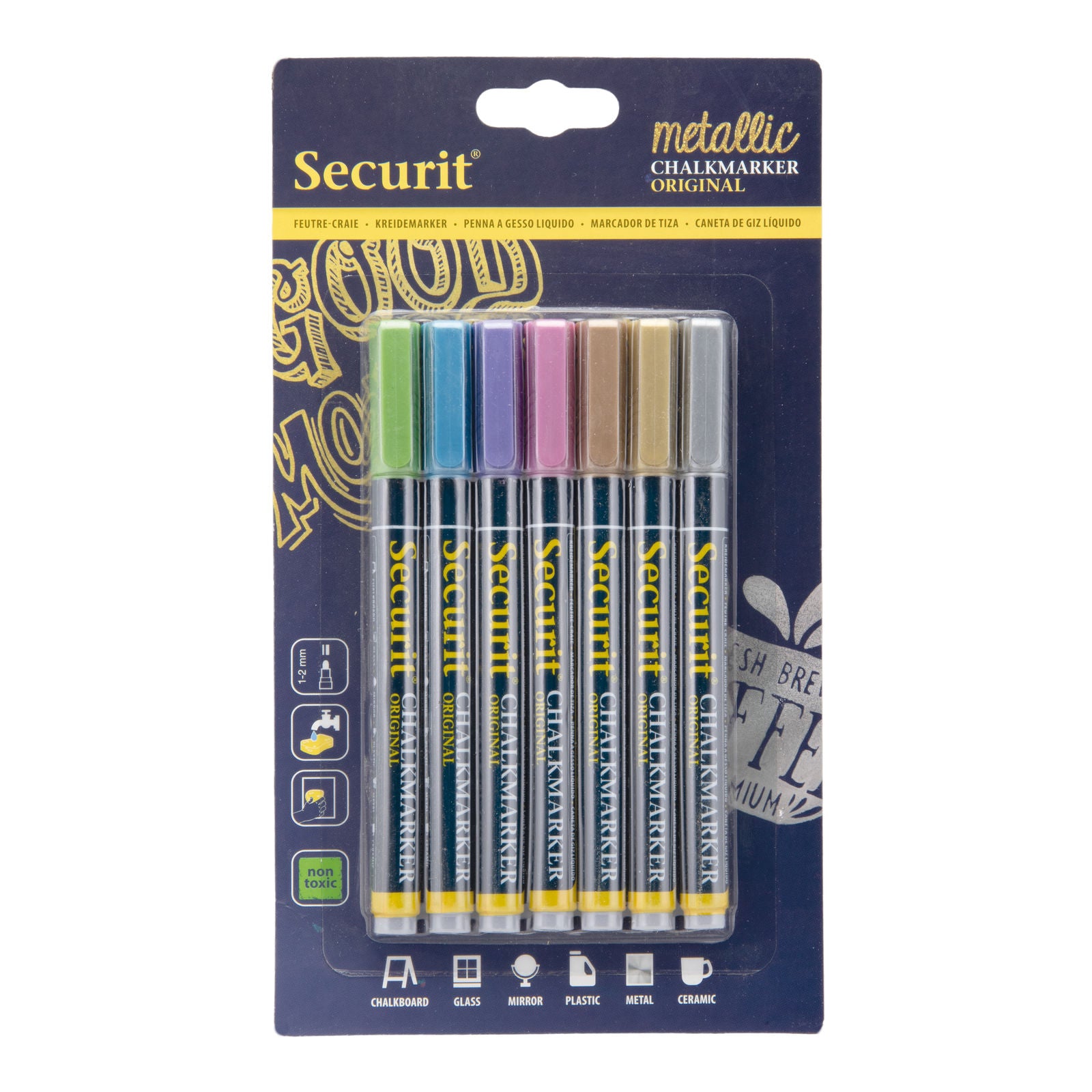 Securit® Kreidemarker, 1-2mm, 7er-Set, Metallisch