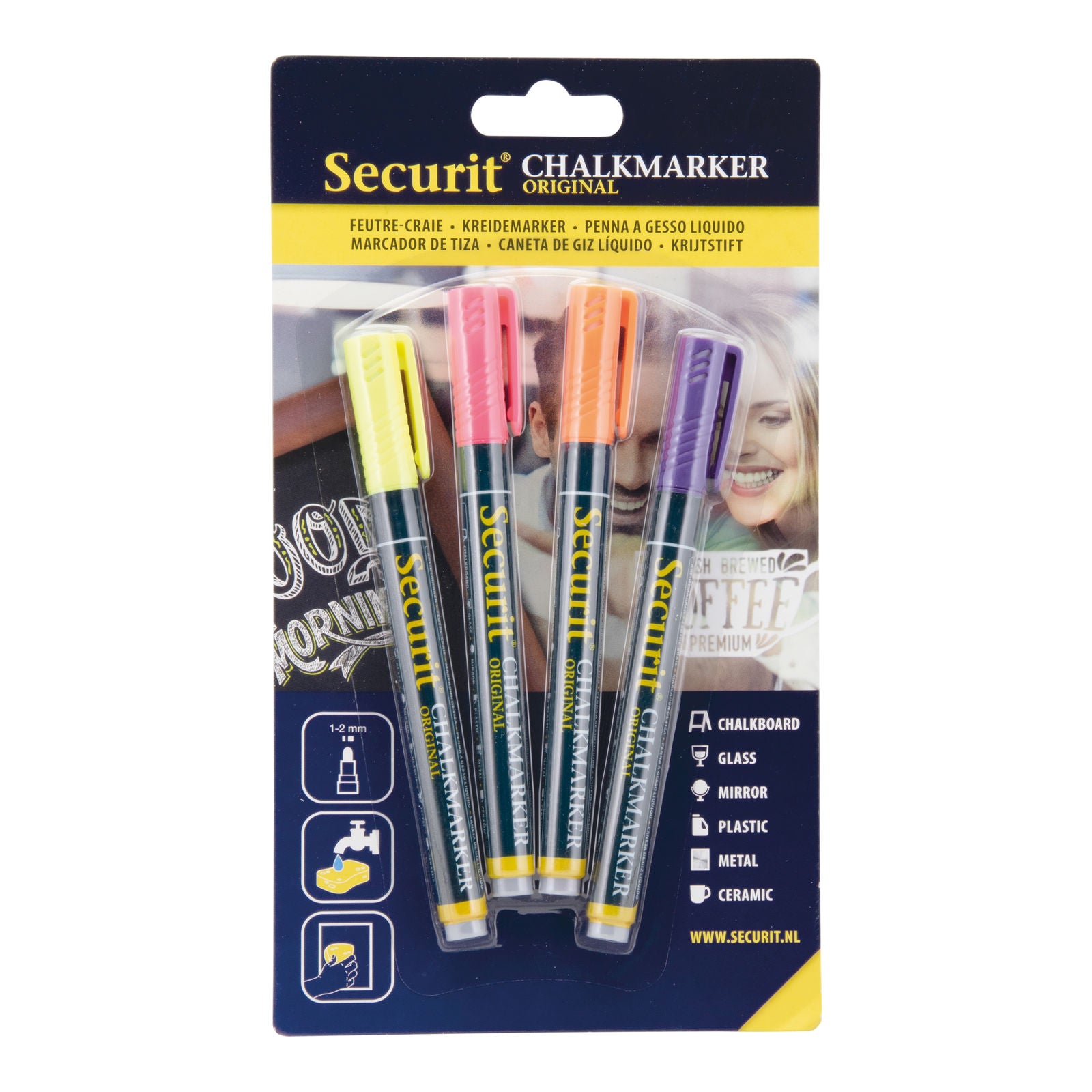 Securit® Kreidemarker, 1-2mm, 4-er Set, Tropical