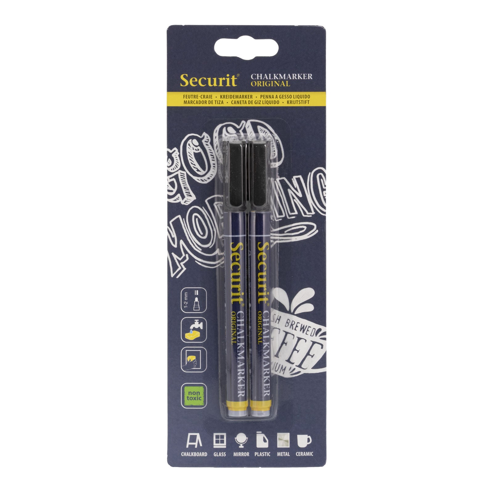 Securit® Kreidemarker, 1-2mm, 2er-Set, Schwarz