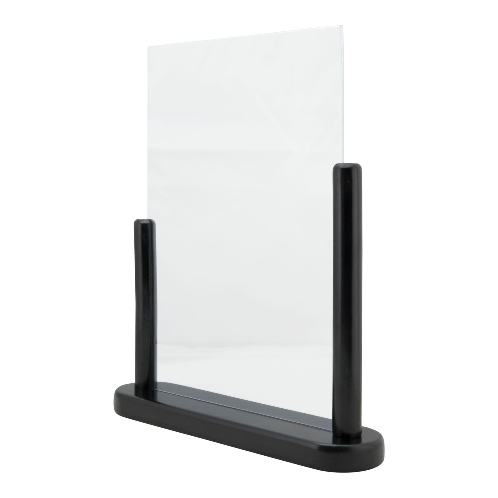 Securit® Acryl-Tischaufsteller mit lackiertem Fuss aus Hartholz