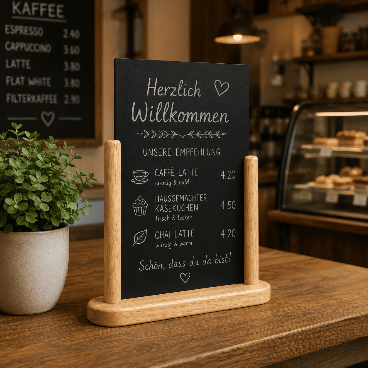 Securit® Tischkreidetafel, Holzsockel Buche