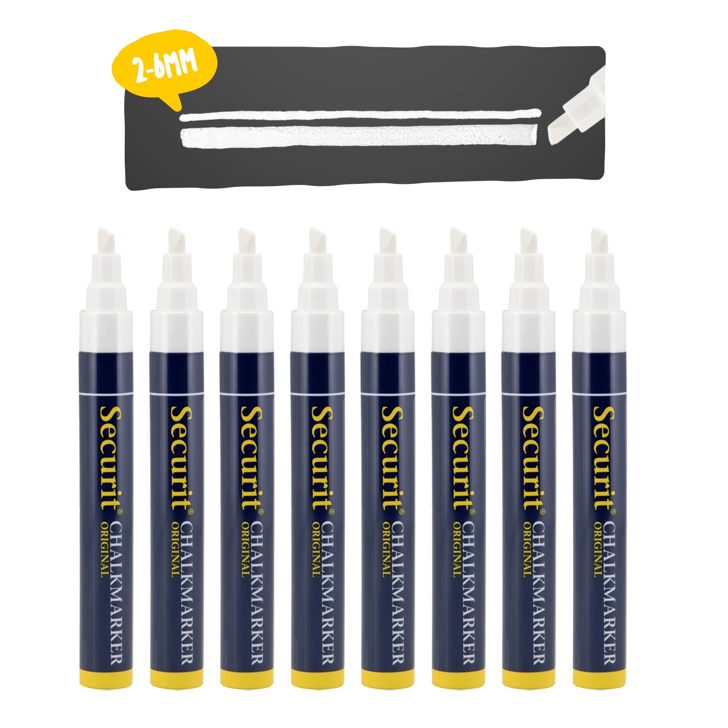 Securit® Kreidemarker, 2-6mm, 8er-Set, Weiss