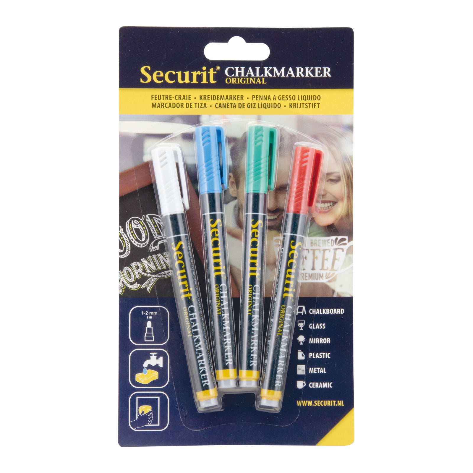 Securit® Kreidemarker, 1-2mm, 4er-Set, Farbig