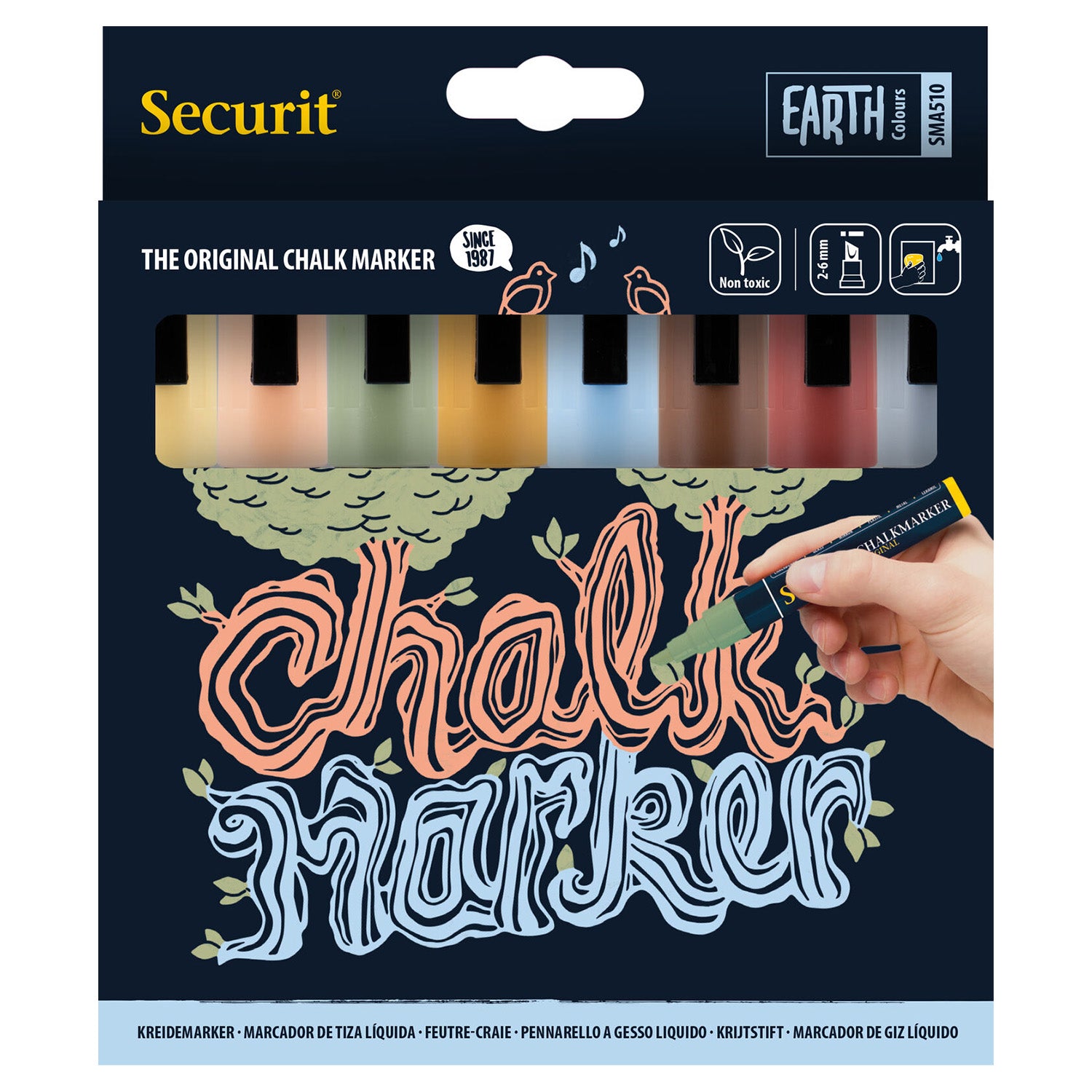 Securit® Kreidemarker, 2-6mm, 8er-Set, Erdfarben