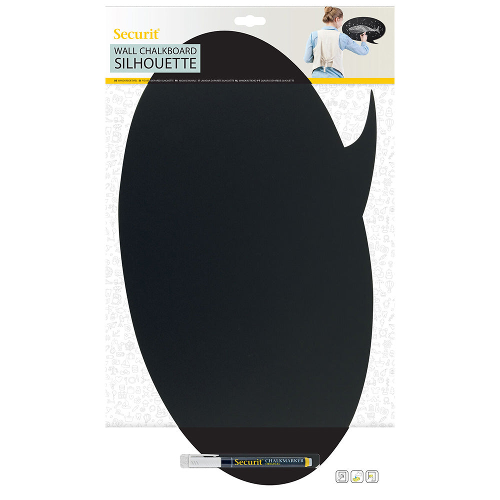 Securit® Wandkreidetafel Silhouette Sprechblase, 47x27cm