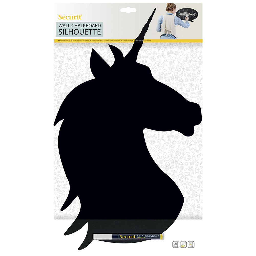 Securit® Wandkreidetafel Silhouette Unicorn, 30x49cm