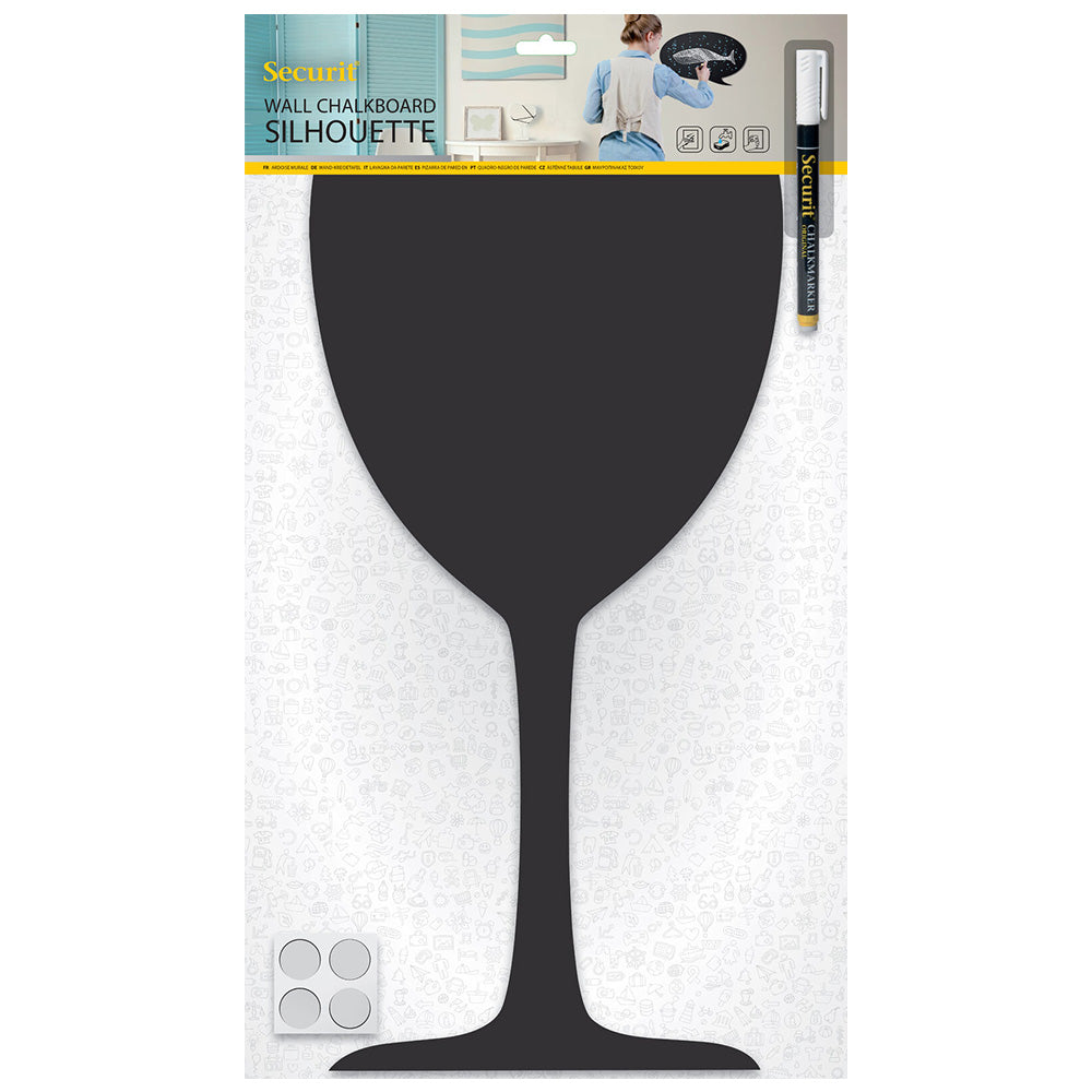 Securit® Wandkreidetafel Silhouette Weinglas, 29x45cm