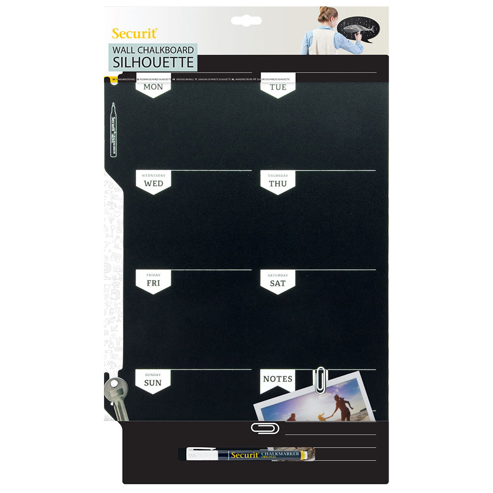 Securit® Wandkreidetafel Silhouette Wochenplaner, 30x50cm