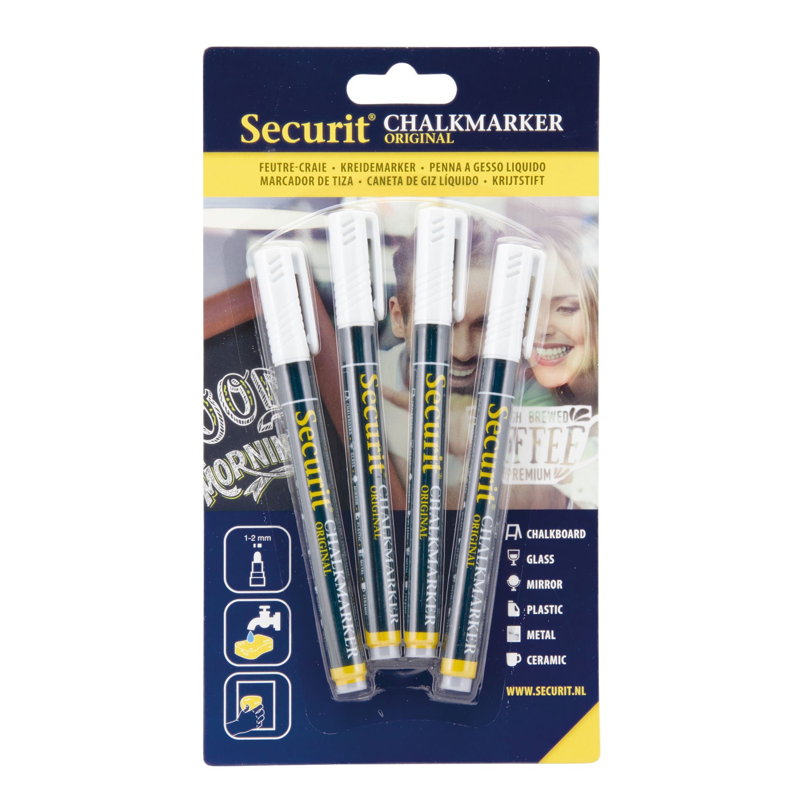 Securit® Kreidemarker, 1-2mm, 4er-Set, Weiss