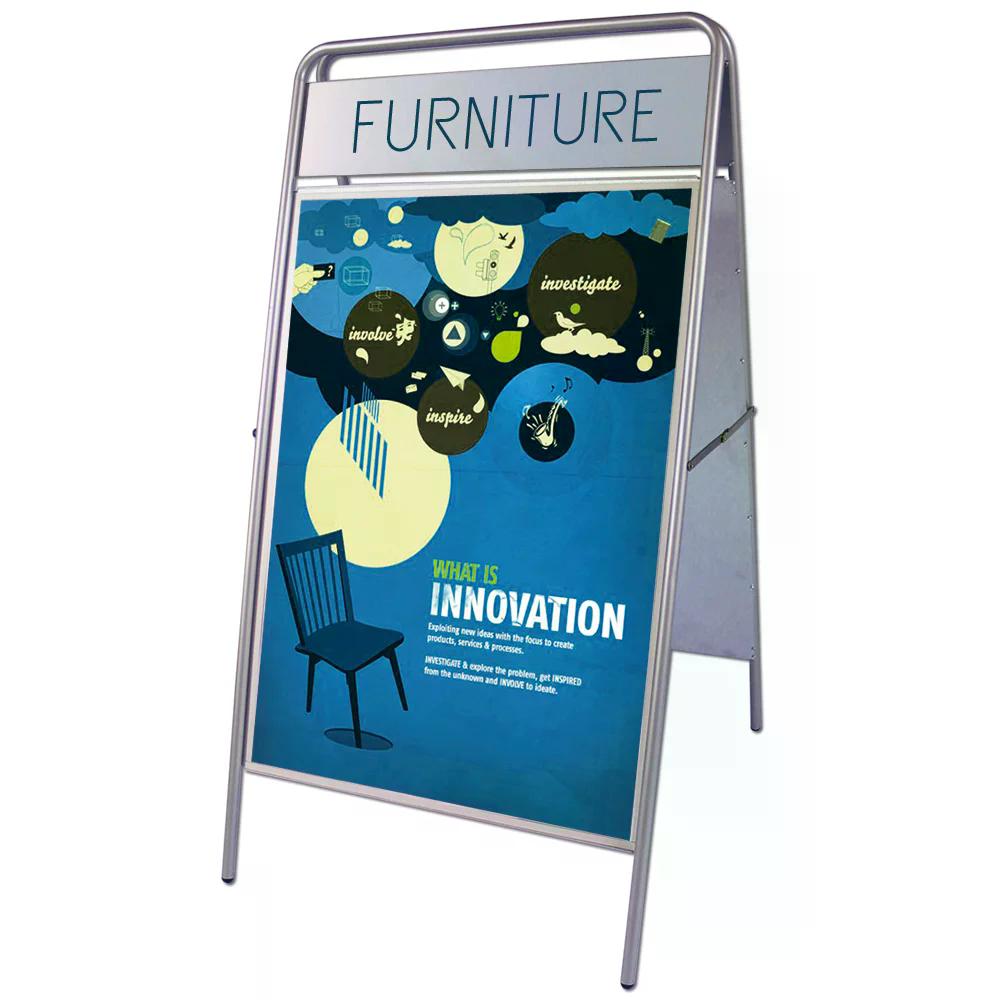 Kundenstopper Stahlrohr Classic mit Logoschild, Outdoor