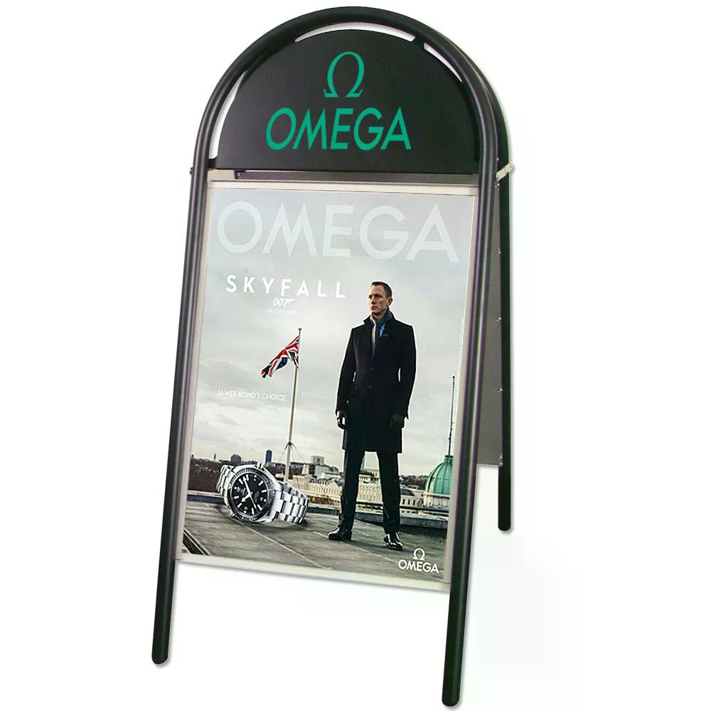 Kundenstopper Stahlrohr Classic mit Logoschild rund, Outdoor