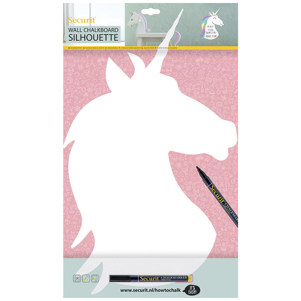 Securit® Wandkreidetafel Silhouette, Unicorn Weiss, 30x49cm