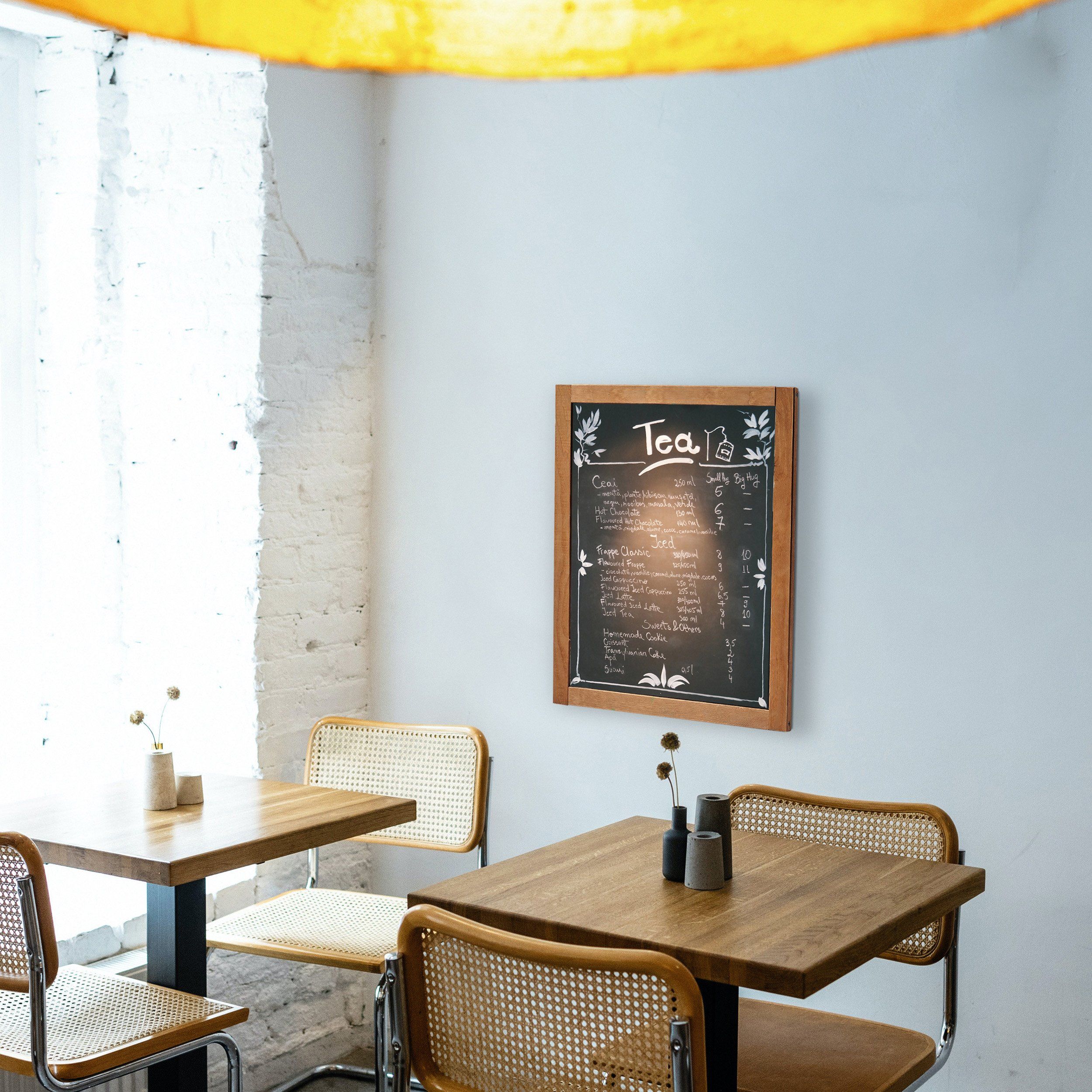 Wandkreidetafel mit Holzrahmen, Dunkelbraun, Indoor