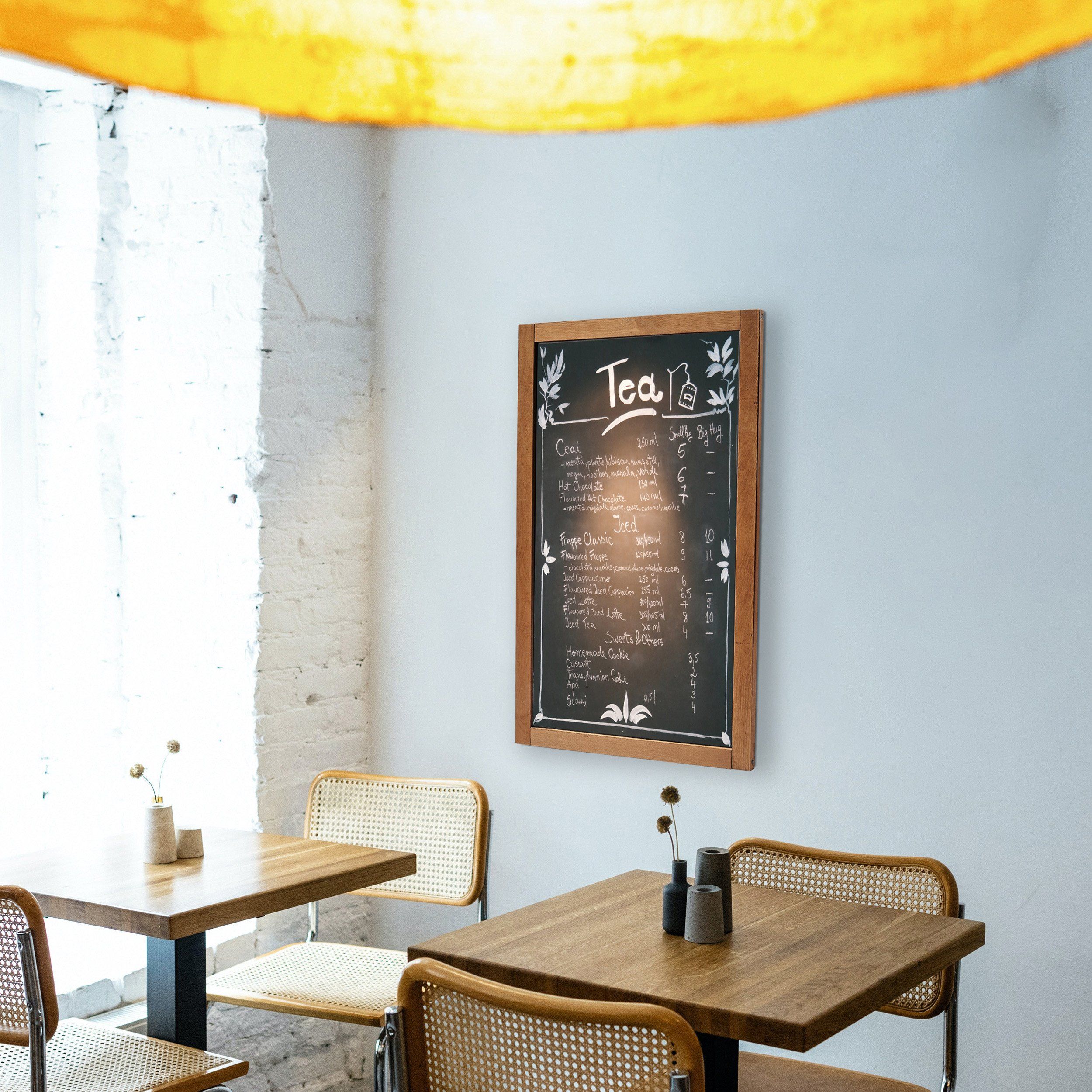 Wandkreidetafel mit Holzrahmen, Dunkelbraun, Indoor