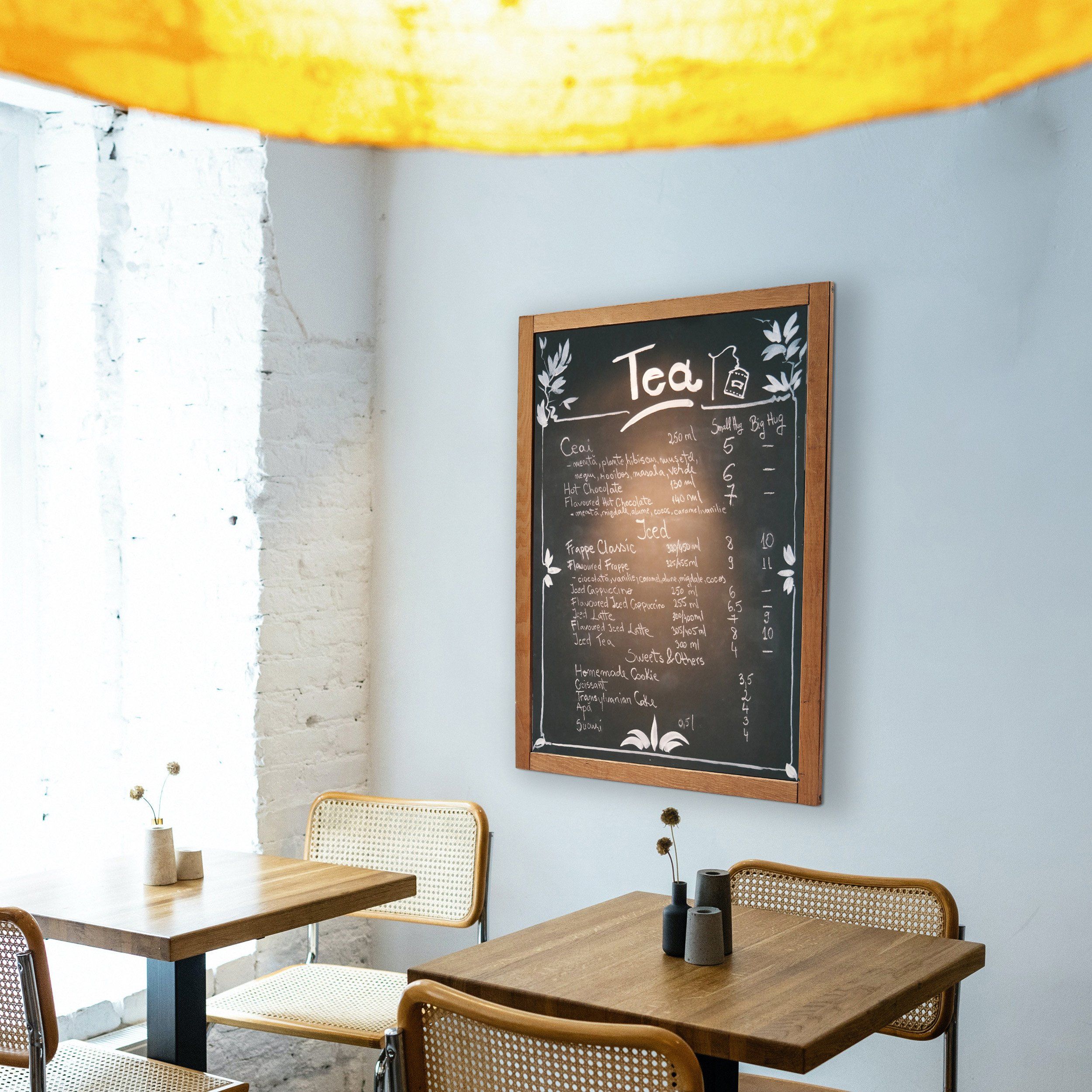 Wandkreidetafel mit Holzrahmen, Dunkelbraun, Indoor