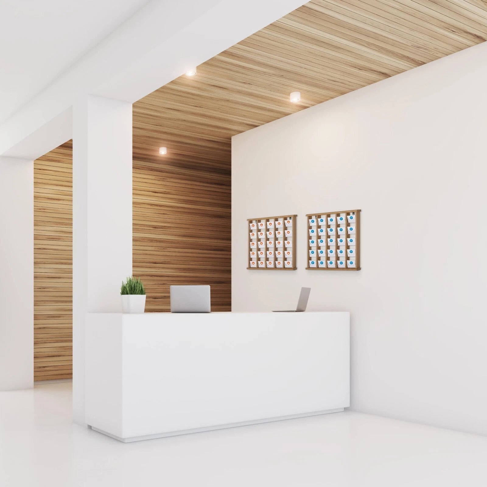Wandkartenhalter aus Holz, 5-stufig, 25 Fächer, Buche