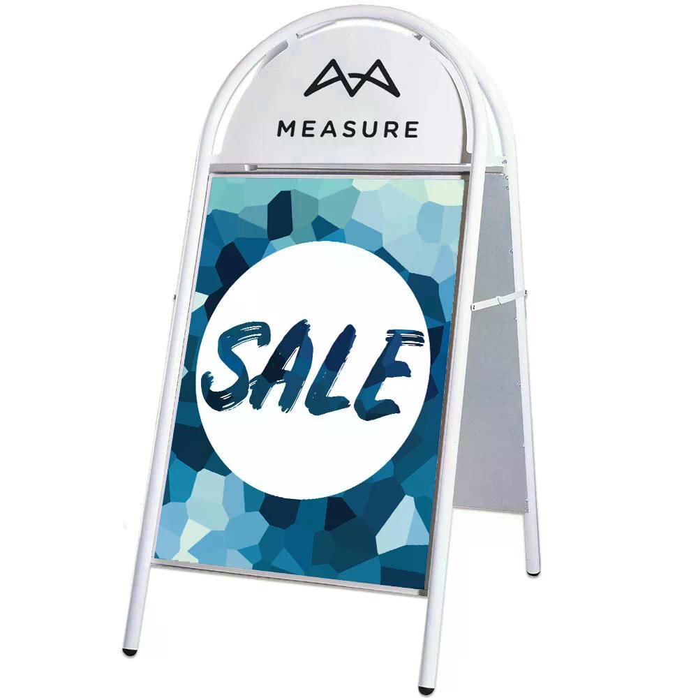 Kundenstopper Stahlrohr Classic mit Logoschild rund, Outdoor