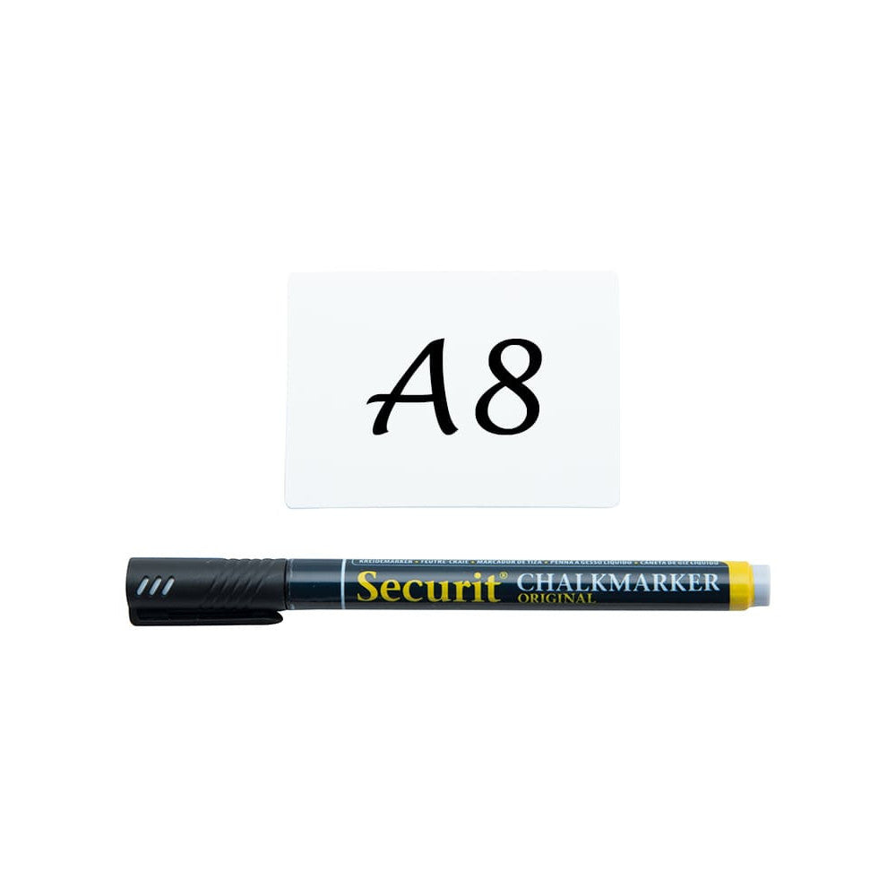 A8 Mini Kreidetafeln Weiss inklusive Kreidemarker schwarz