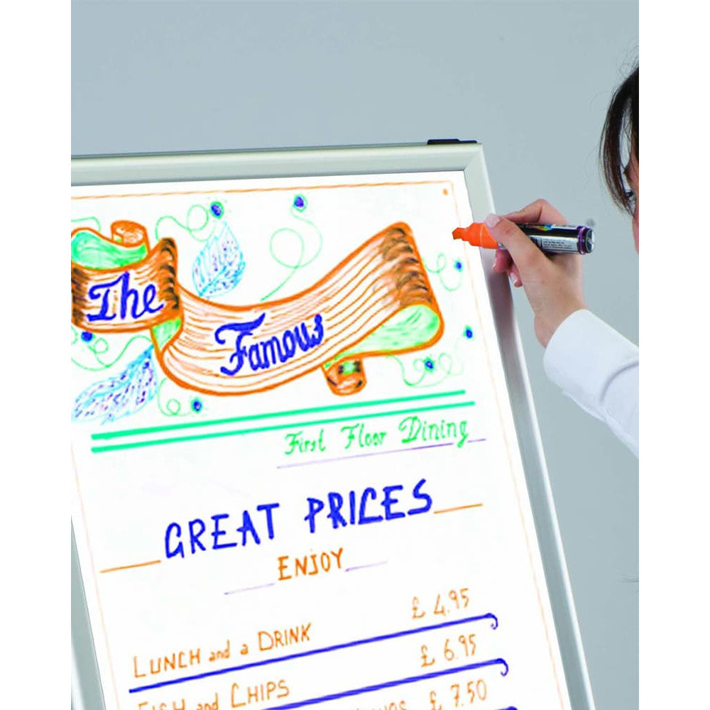 Kundenstopper Alu Classic mit Whiteboard