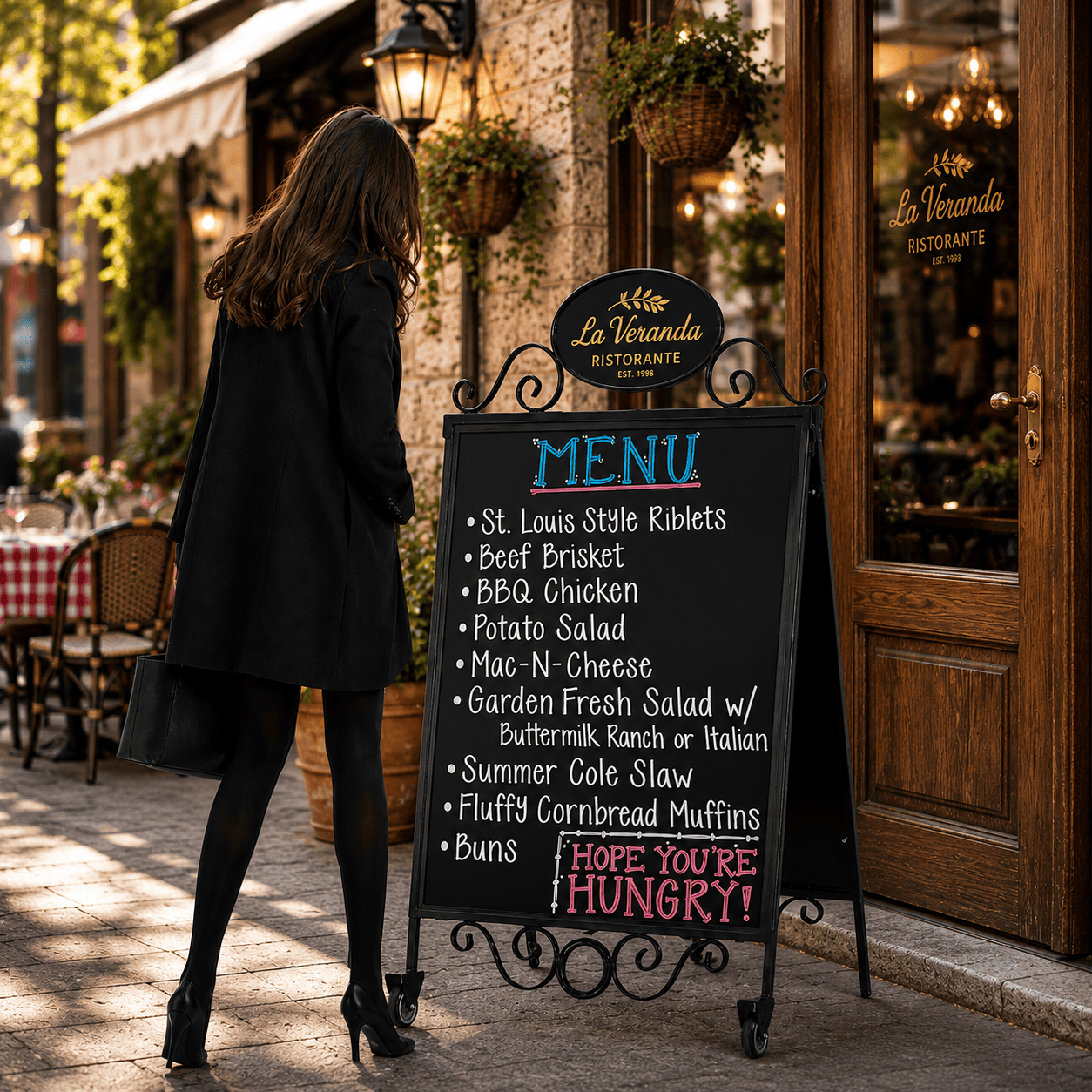 Heritage Sign Antik – Kundenstopper mit Kreidetafel & Rollen