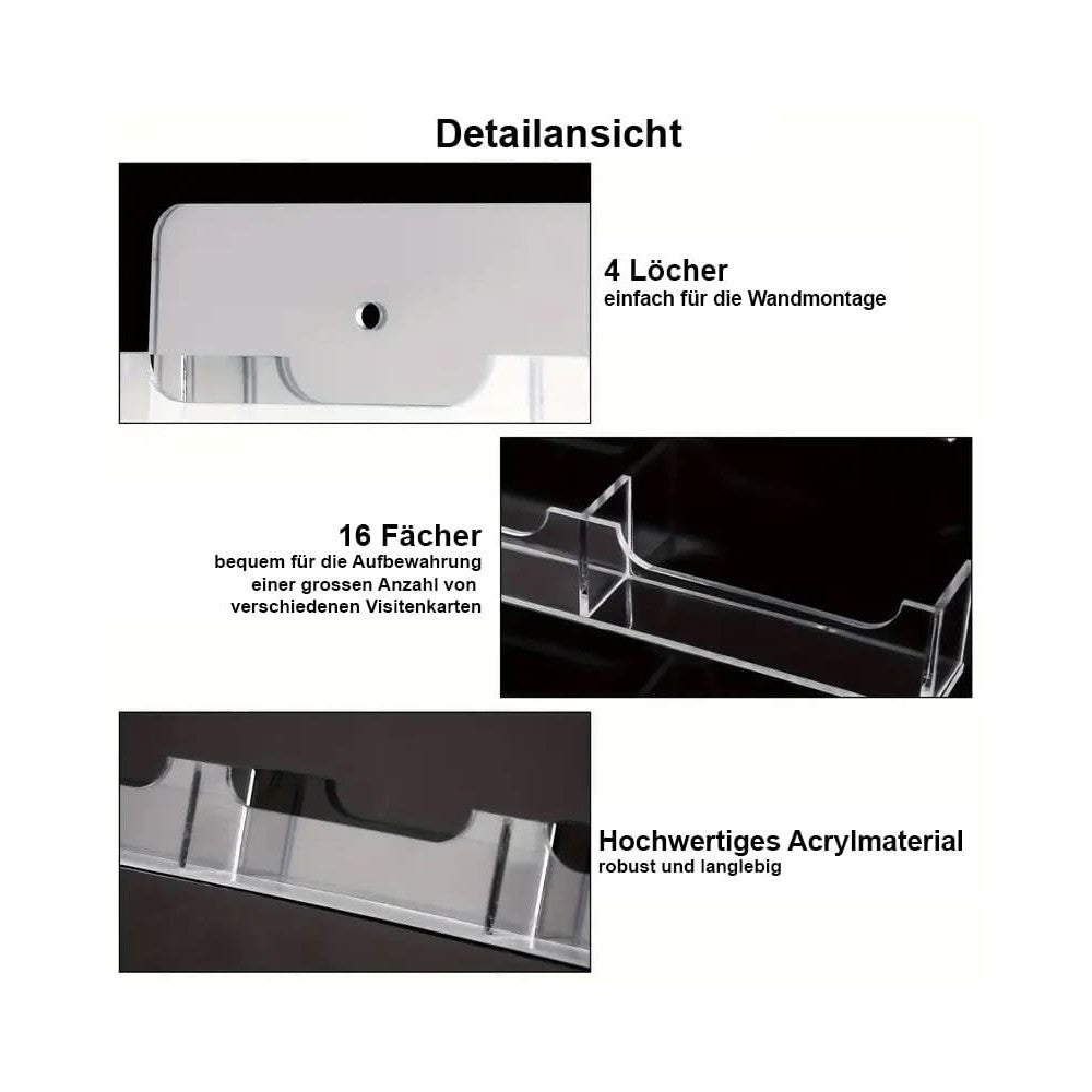 Detailansicht Visitenkartenwandhalter Wandmontage
