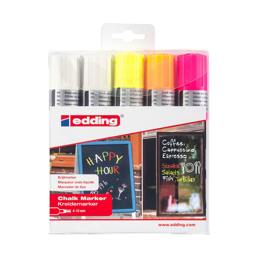 Edding Kreidemarker 4090 5er-Set farbig + 2x weiss