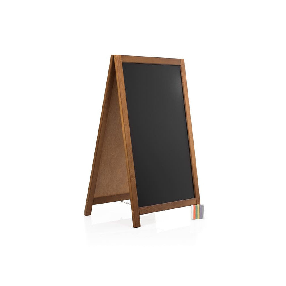 Holz Kundenstopper 93x56cm, Werbeaufsteller aus Holz, Farbe dunkelbraun