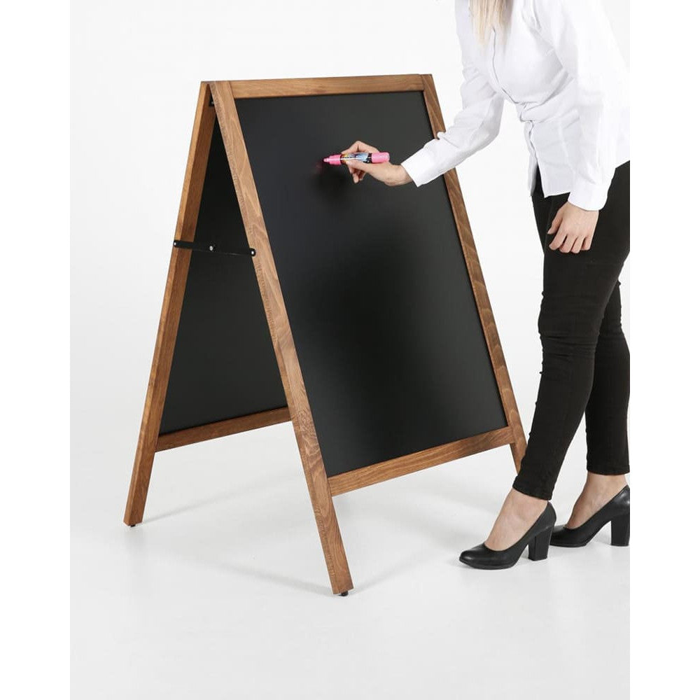 Holz Kundenstopper A1 beschriftbar mit Kreidemarker und Plakate