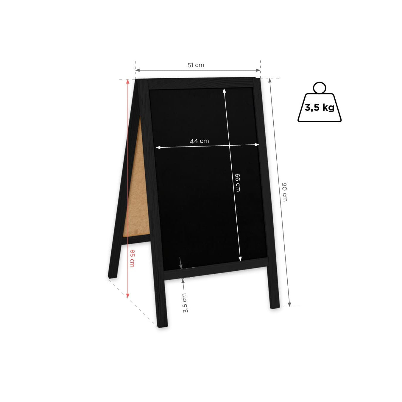 Holz Kundenstopper 90x51cm, Schwarz, Indoor