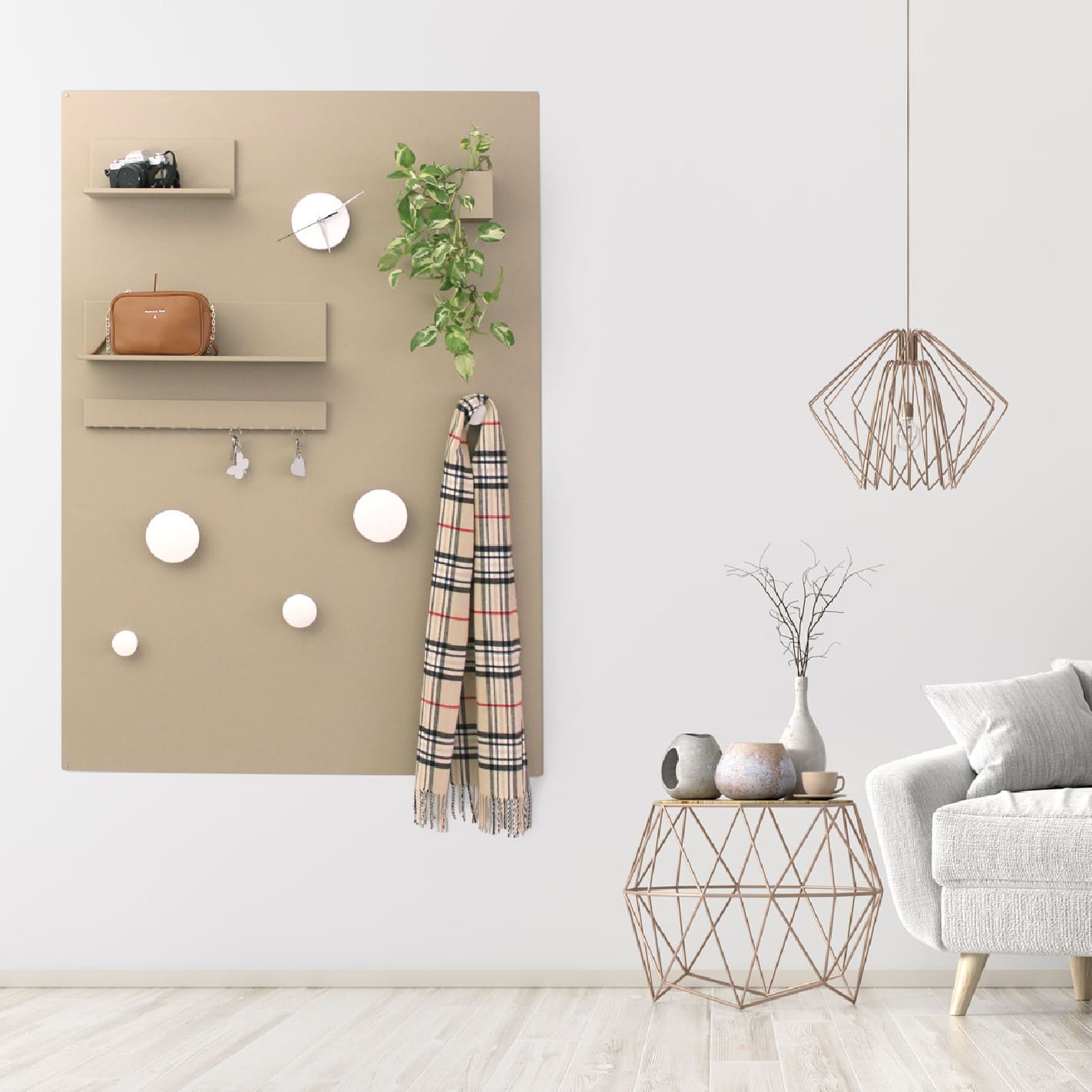 KalaMitica® Magnetisches Wandregal "Kostas", 50cm, Beige