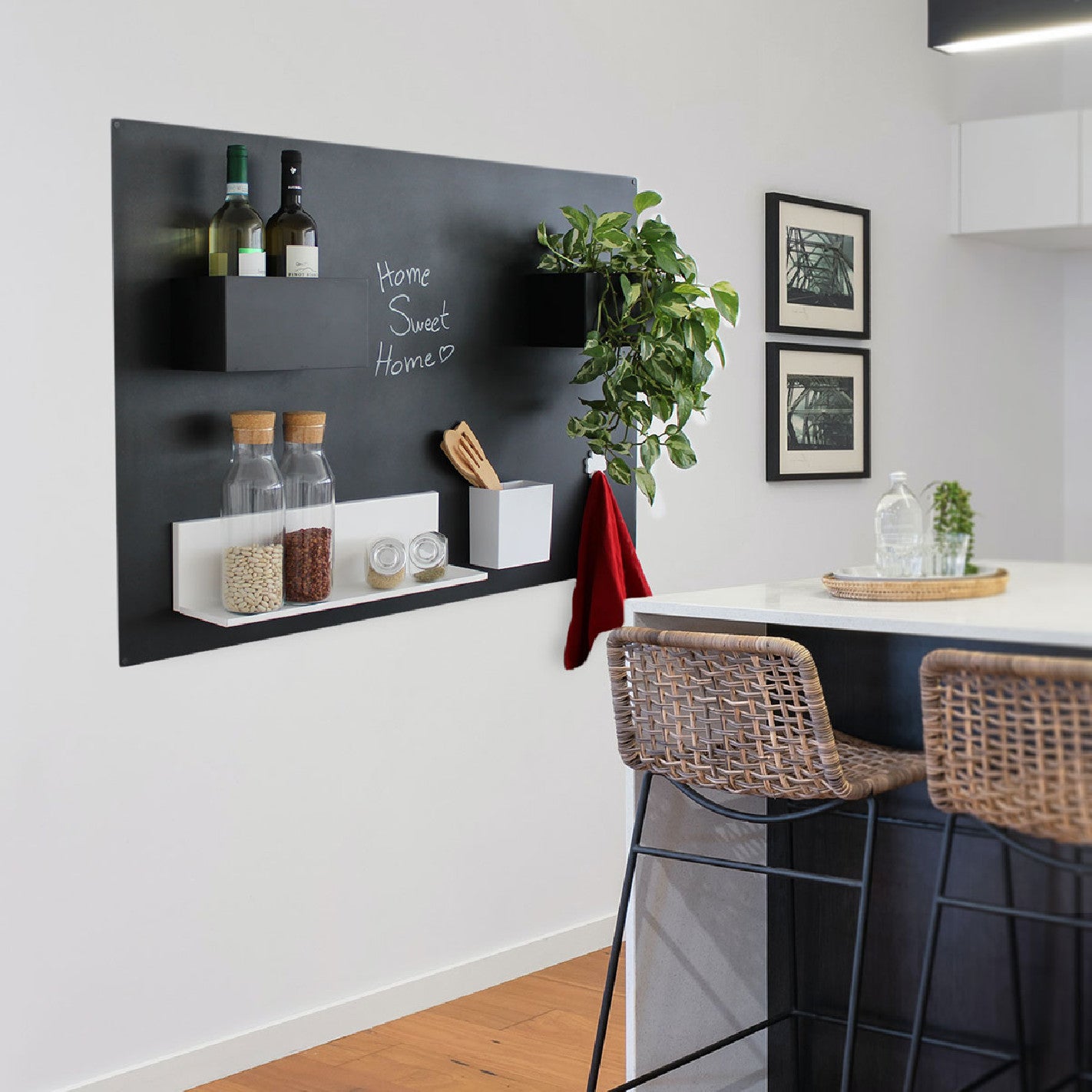 KalaMitica® Kreidetafel Magnetisch, Ohne Rahmen, 74x114cm, Schwarz/Anthrazit