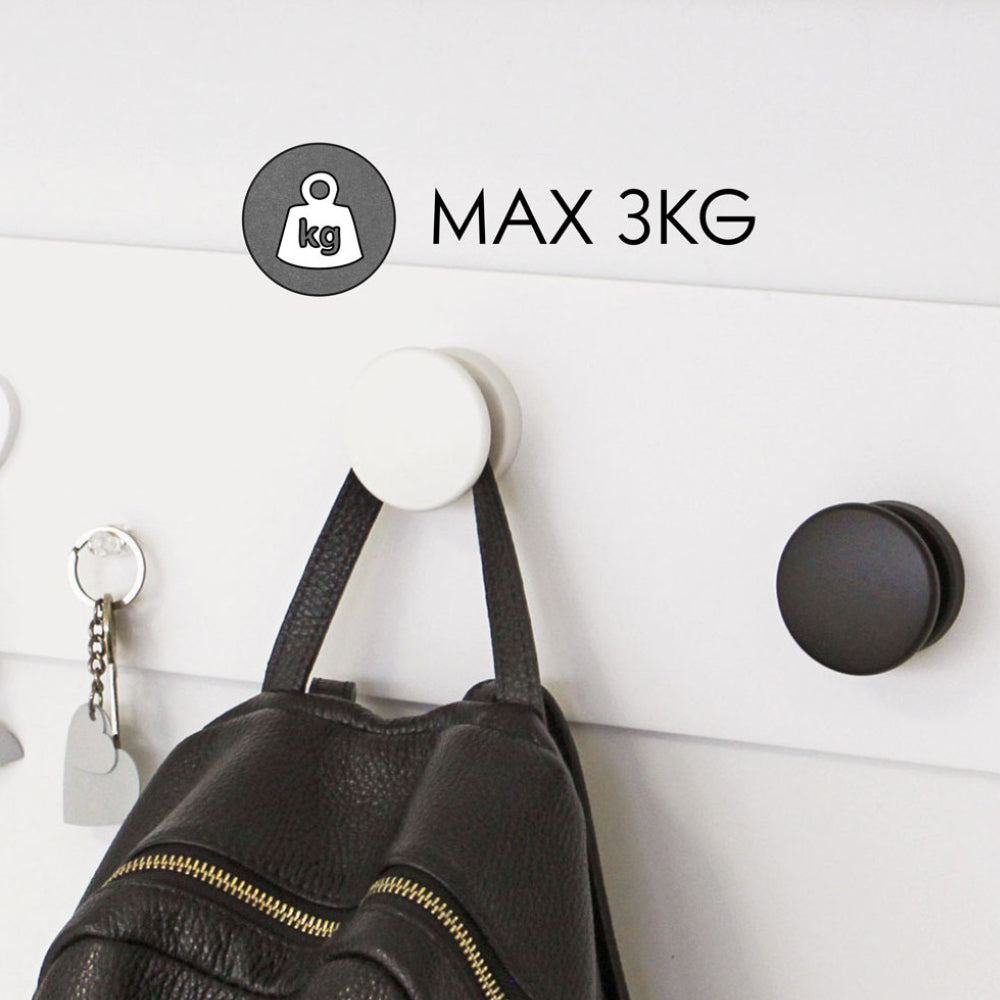 KalaMitica® Magnetische Garderobenhaken Neodym, Ø5.2cm, Weiss/Schwarz, 2 Stk.