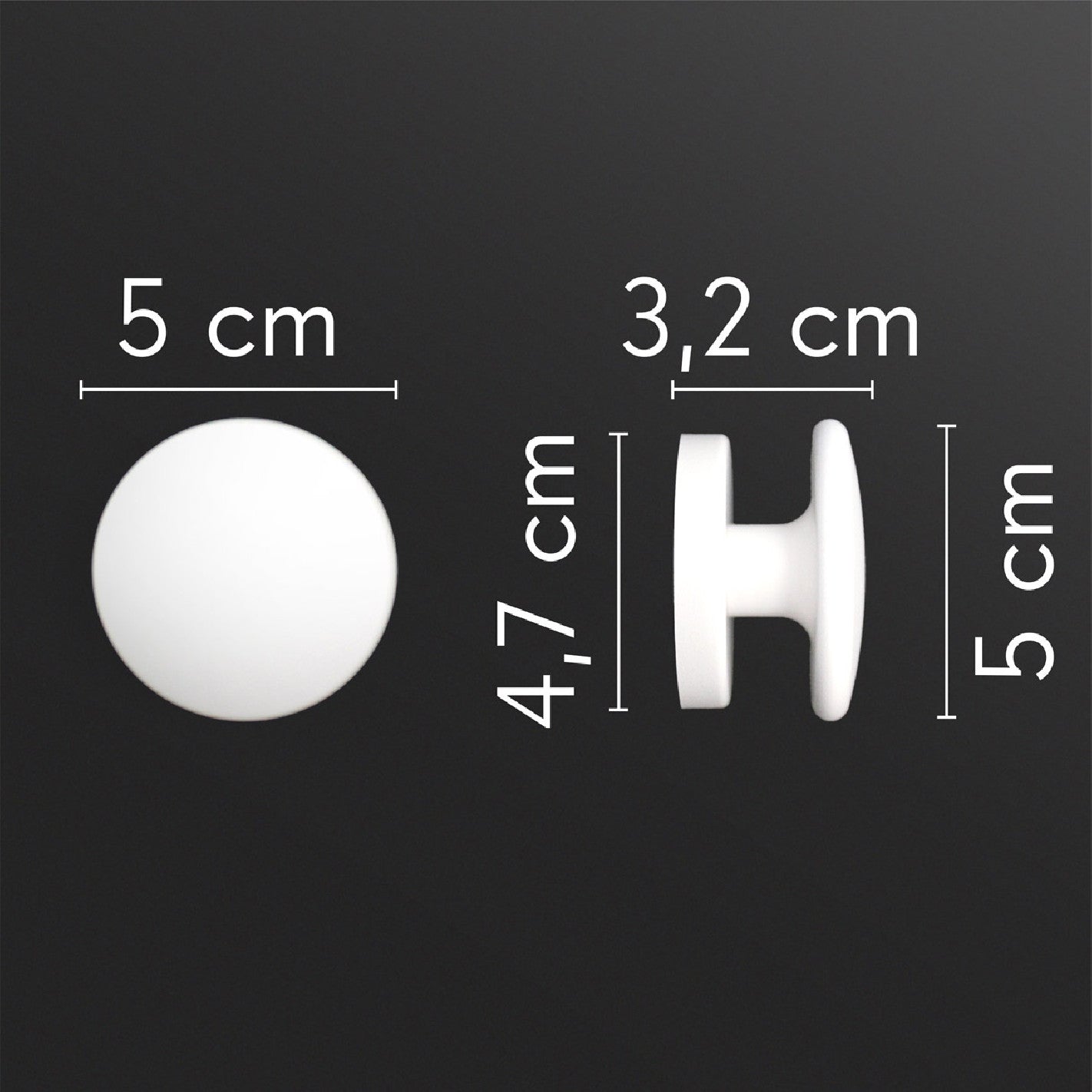 KalaMitica® Magnetische Garderobenhaken Neodym, Ø5.2cm, Weiss, 2 Stk.