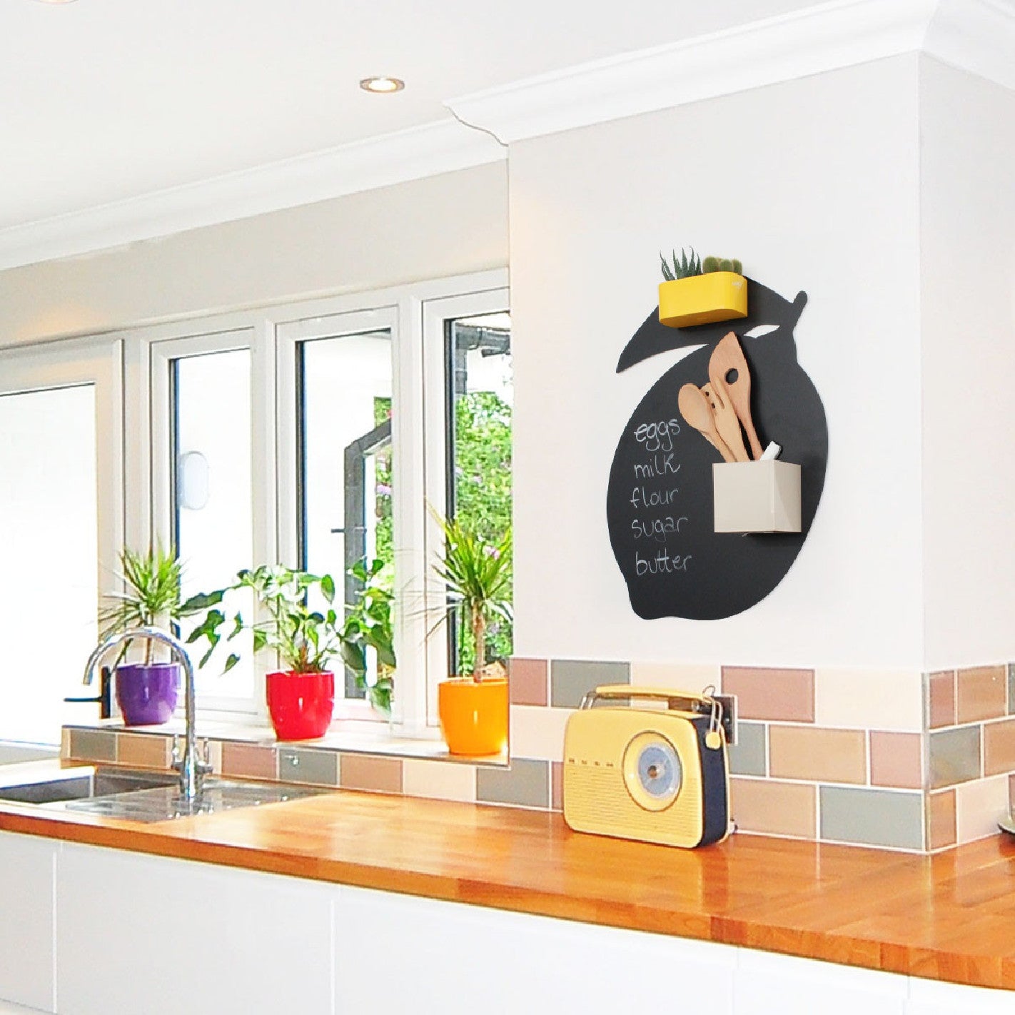 KalaMitica® Magnetische Kreidetafel "Zitrone", 38x56cm, Schwarz