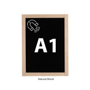 Magnetische Kreidetafel DIN A1 mit Holzrahmen natur Slide In